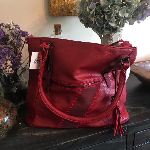 Handbags - Vegan Faux Leather Red Handbag NWT